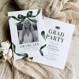 Invitación Fiesta de Graduación con Foto de Lazo Verde