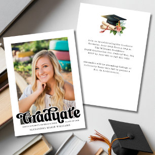 Invitación Fiesta de Graduación con Foto de Letra Antigua