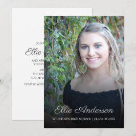 Invitación Fiesta de Graduación con Foto de Letra Elegante