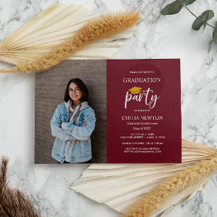 Invitación Fiesta de Graduación con Foto de Mármol y Oro 2023