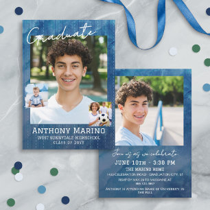 Invitación Fiesta de Graduación con Foto de Rayas Finas de Ac