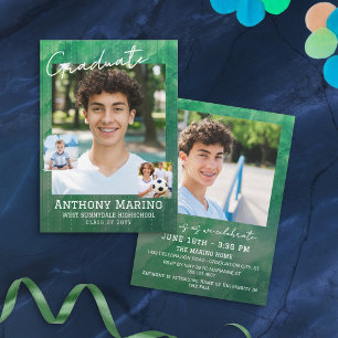 Invitación Fiesta de Graduación con Foto de Rayas Finas de Ac