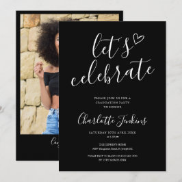 Invitación Fiesta de Graduación con Foto de Tinta Negra Scrip