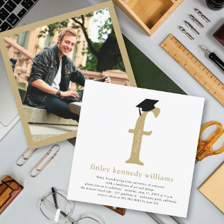 Invitación Fiesta de Graduación con Foto del Alfabeto Monogra