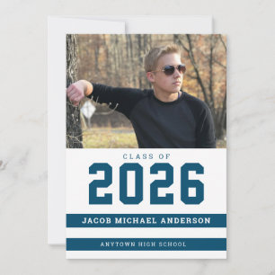 Invitación Fiesta de Graduación con Foto Deportiva de Rayas A