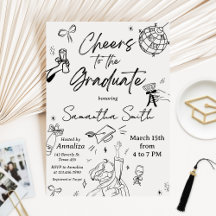 Fiesta de Graduación con Foto Dibujada a Mano Mode