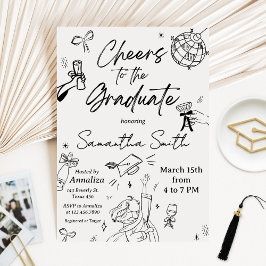 Invitación Fiesta de Graduación con Foto Dibujada a Mano Mode