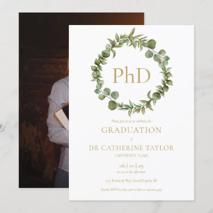 Invitación Fiesta de graduación con foto elegante de guirnald