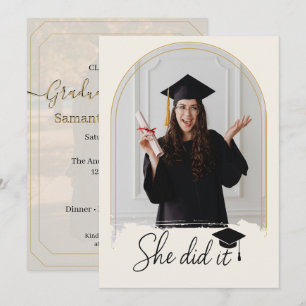 Invitación Fiesta de Graduación con Foto Elegante Lo Logró