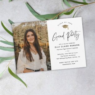 Invitación Fiesta de Graduación con Foto en Blanco y Negro co