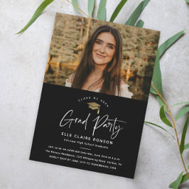 Invitación Fiesta de Graduación con Foto en Blanco y Negro co