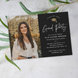 Invitación Fiesta de Graduación con Foto en Blanco y Negro co