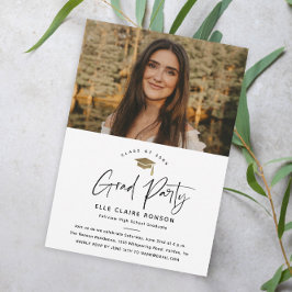 Invitación Fiesta de graduación con foto en blanco y negro de