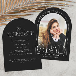 Invitación Fiesta de Graduación con Foto en Blanco y Negro en
