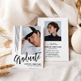 Invitación Fiesta de Graduación con Foto en Blanco y Negro Mo