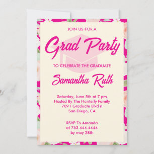 Invitación Fiesta de Graduación con Foto Floral de Marfil Ros