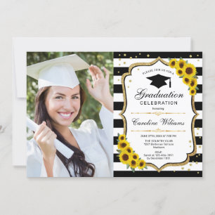 Invitación Fiesta de graduación con foto - girasoles