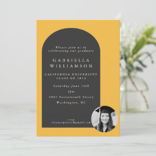 Invitación Fiesta de Graduación con Foto Grad Arch Amarillo M