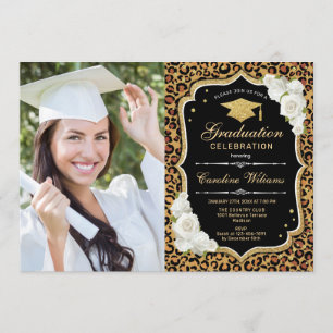 Invitación Fiesta de graduación con foto - Impresión de leopa