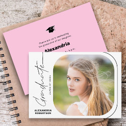 Invitación Fiesta de Graduación con Foto Minimalista de Letra