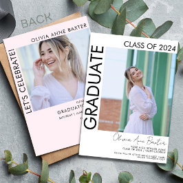 Invitación Fiesta de Graduación con Foto Minimalista Moderna