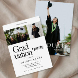 Invitación Fiesta de Graduación con Foto Moderna en Negrita