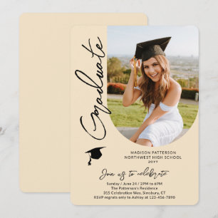 Invitación Fiesta de Graduación con Foto Moderna y Elegante E