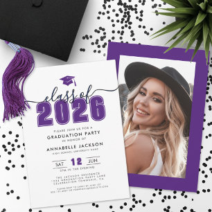 Invitación Fiesta de Graduación con Foto Morada