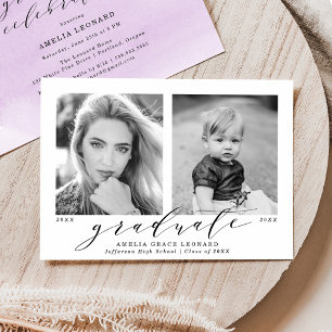 Invitación Fiesta de Graduación con Foto Morada Ahora y Siemp