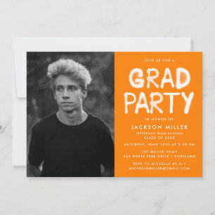 Invitación Fiesta de Graduación con Foto Pintada con Spray Na