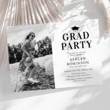 Fiesta de Graduación con Foto Simple en Blanco y N