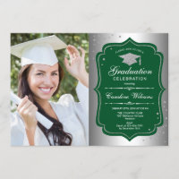 Fiesta de Graduación con Foto - Verde Plateado
