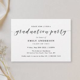 Invitación Fiesta de Graduación con Foto y Caligrafía Negra M