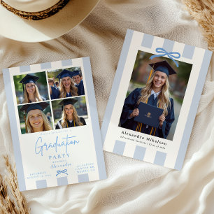 Invitación Fiesta de Graduación con Fotos de Azul Clásico