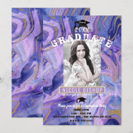 Invitación Fiesta de Graduación con Fotos Glam de Canicas de 
