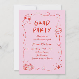 Invitación Fiesta de Graduación con Garabatos Dibujados a Man