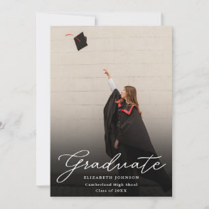Invitación Fiesta de Graduación con Guión de Foto Moderna