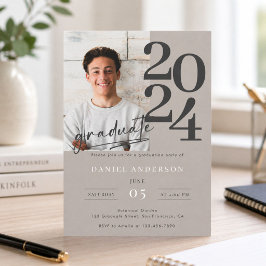 Invitación Fiesta de Graduación con Guión de Foto Simple y El