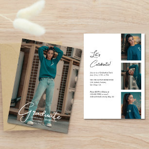 Invitación Fiesta de Graduación con Guion de Tira de Fotos Cl