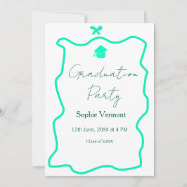 Invitación fiesta de graduación con lazo de borde español ver