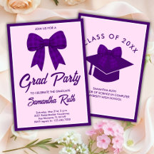Fiesta de Graduación con Lazo de Cuadro Morado