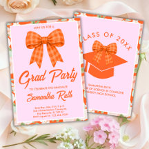 Fiesta de Graduación con Lazo de Cuadros Naranja d