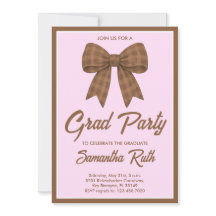 Fiesta de Graduación con Lazo de Gingham Marrón