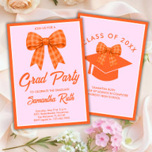 Fiesta de Graduación con Lazo de Gingham Naranja