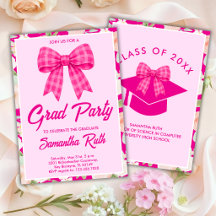 Fiesta de Graduación con Lazo de Gingham Rosa Fuer