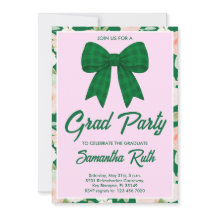 Fiesta de Graduación con Lazo de Gingham Verde Flo