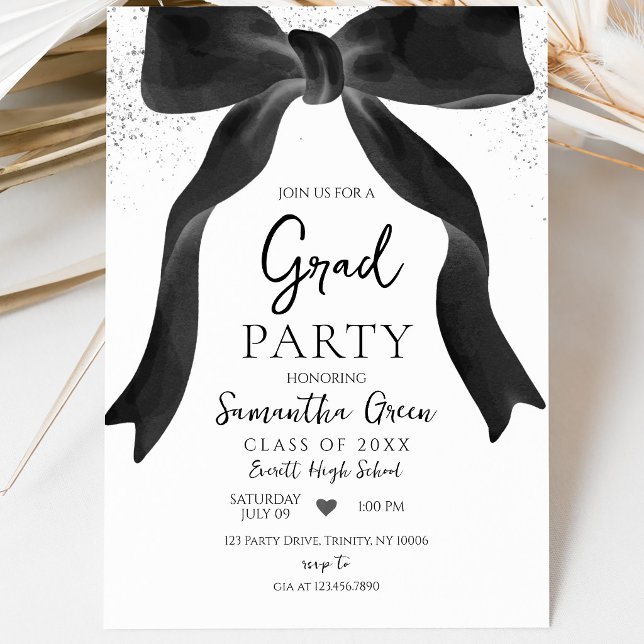 Invitación Fiesta de Graduación con Lazo Negro (Subido por el creador)