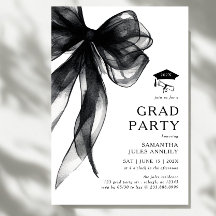 Fiesta de Graduación con Lazo Negro Moderno y Eleg