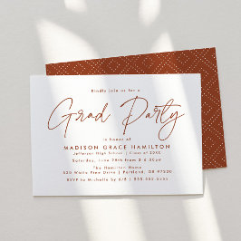 Invitación Fiesta de Graduación con Letra de Terracota Modern
