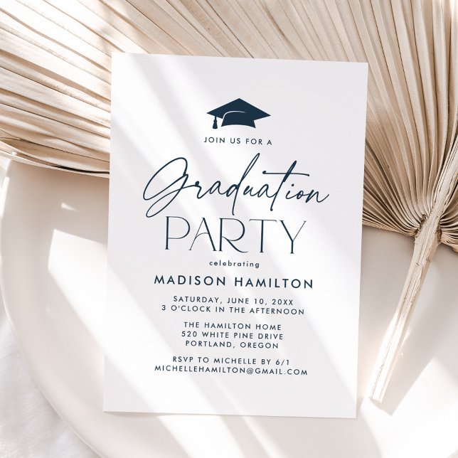 Invitación Fiesta de Graduación con Letra Moderna de Marina (Subido por el creador)